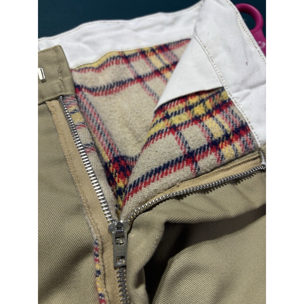 Vintage 70s Dickies Chino Work Pants Plaid Flannel Lined Men's 36x28 Talon Rare - Picture 6 of 16